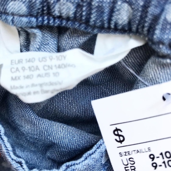 H&M NWT chambray polka dot suspender skirt 9-10Y - Picture 3 of 4